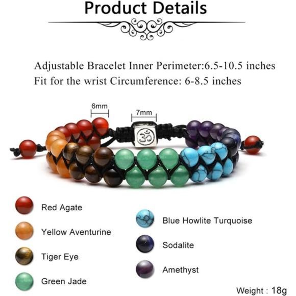 Bead Chakra Bracelet 7Chakras HealingCrystals Bracelet Yoga StoneBeads Bracelets - Picture 6 of 6